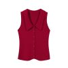 Red Sleeveless Polo Collar Knitted Vest Top for Women - Summer 2025 Fashion, Trendy Casual Style