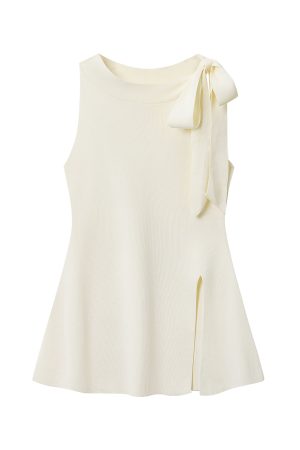 Red Sleeveless Split Back Top for Women, Summer Slim Fit Waist-Defining Blouse, Unique Sweet and Spicy Style