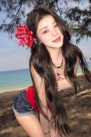 Red Strapless Top for Women - French Style Bow Hollow Design, Slim Fit, Trendy Spring Fashion