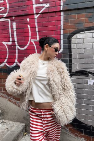 Red Striped Pants - Christmas Series, Festive Holiday Style, Cozy Winter Fashion, Trendy 90s Inspired Look