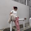 Red Striped Pants - Christmas Series, Festive Holiday Style, Cozy Winter Fashion, Trendy 90s Inspired Look