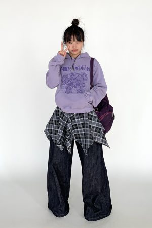 Retro American Curved Blade Split Wide-Leg Jeans - Niche Design Loose Casual Straight Pants for Y2K and 90s Style Fashion