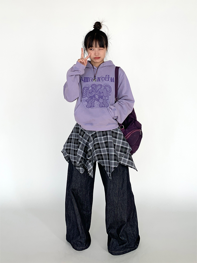 Retro American Curved Blade Split Wide-Leg Jeans - Niche Design Loose Casual Straight Pants for Y2K and 90s Style Fashion Retro American Curved Blade Split Wide-Leg Jeans - Niche Design Loose Casual Straight Pants for Y2K and 90s Style Fashion