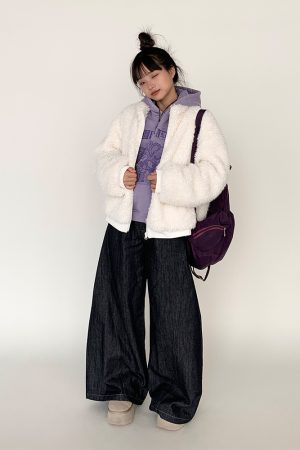 Retro American Curved Blade Split Wide-Leg Jeans - Niche Design Loose Casual Straight Pants for Y2K and 90s Style Fashion