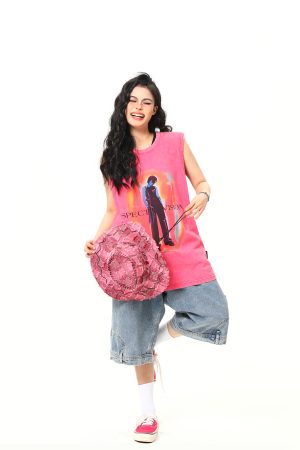 Retro American Sleeveless Vest for Summer - Trendy Street Style Shoulder Top in Wild A-Zi Design