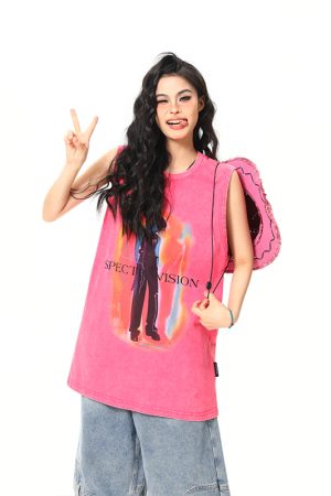 Retro American Sleeveless Vest for Summer - Trendy Street Style Shoulder Top in Wild A-Zi Design