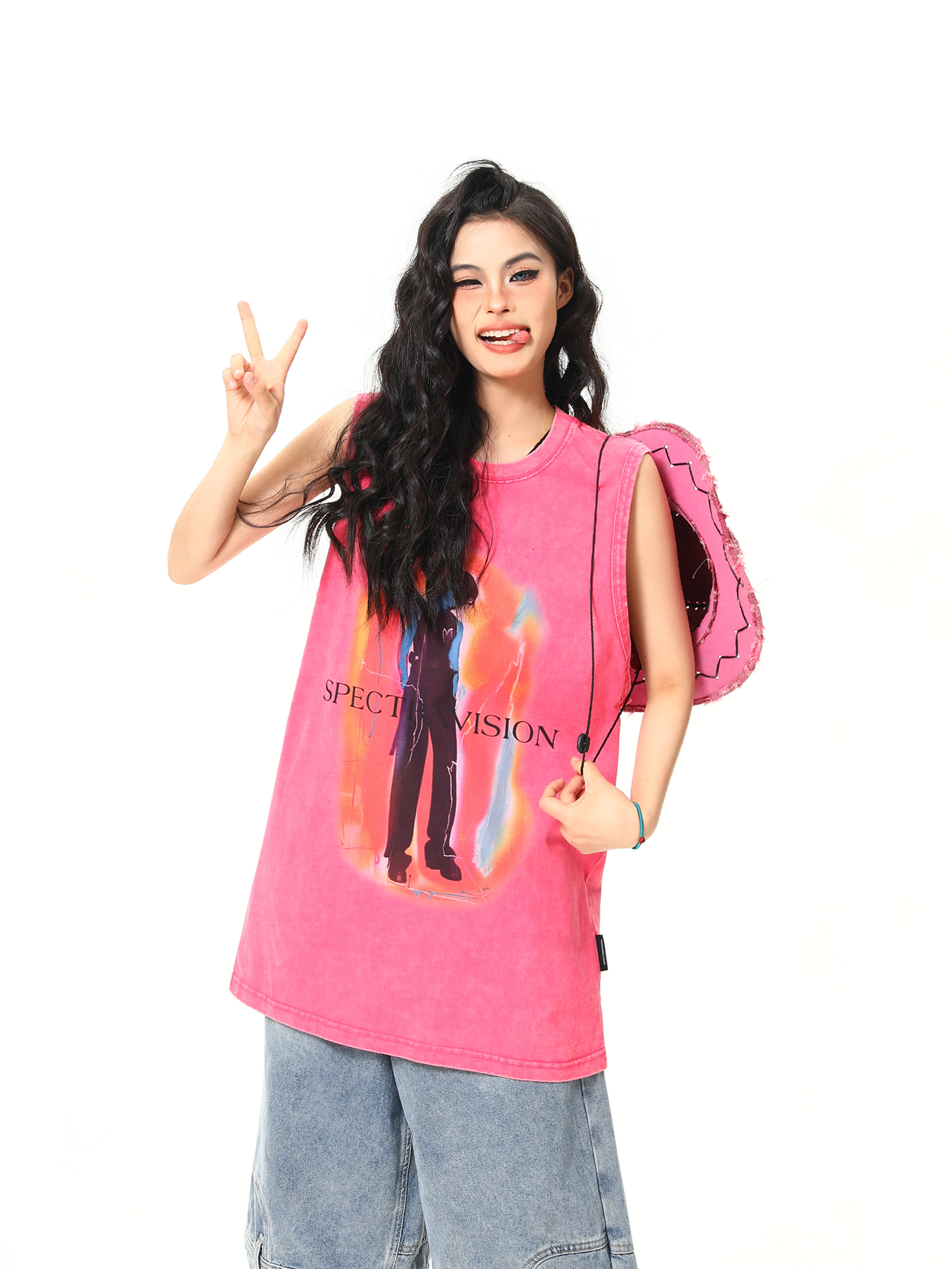 Retro American Sleeveless Vest for Summer - Trendy Street Style Shoulder Top in Wild A-Zi Design Retro American Sleeveless Vest for Summer - Trendy Street Style Shoulder Top in Wild A-Zi Design