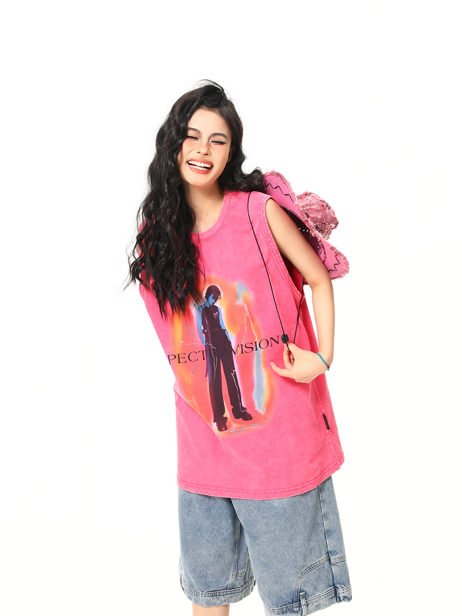 Retro American Sleeveless Vest for Summer - Trendy Street Style Shoulder Top in Wild A-Zi Design Retro American Sleeveless Vest for Summer - Trendy Street Style Shoulder Top in Wild A-Zi Design