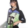 Retro American Sports Loose Jersey Football T-Shirt - Short Sleeve Spliced Mesh Top for Summer Street Style