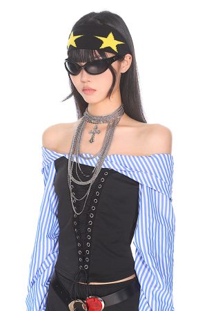 Retro American Style Color Block Fitness Headband for Men and Women - Five-Pointed Star Design, Y2K Sports Accessories