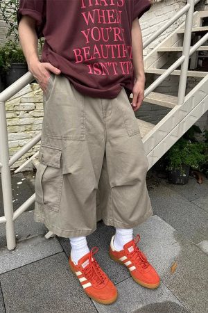 Retro American-Style Loose Wide-Leg Seven-Point Workwear Shorts for Men and Women - Trendy Summer Casual High-End Fashion