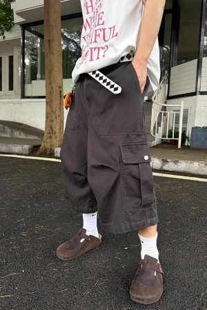 Retro American-Style Loose Wide-Leg Seven-Point Workwear Shorts for Men and Women - Trendy Summer Casual High-End Fashion