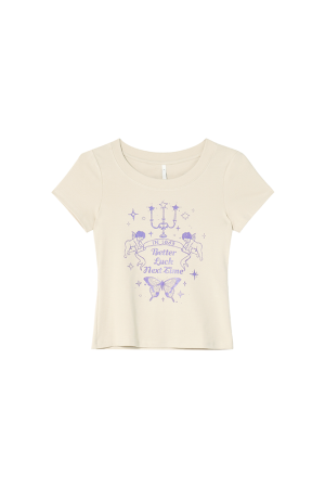 Retro Angel Print Slim Fit Short Sleeve T-Shirt for Women - Summer 2025 Style, Casual, Y2K, Trendy Top