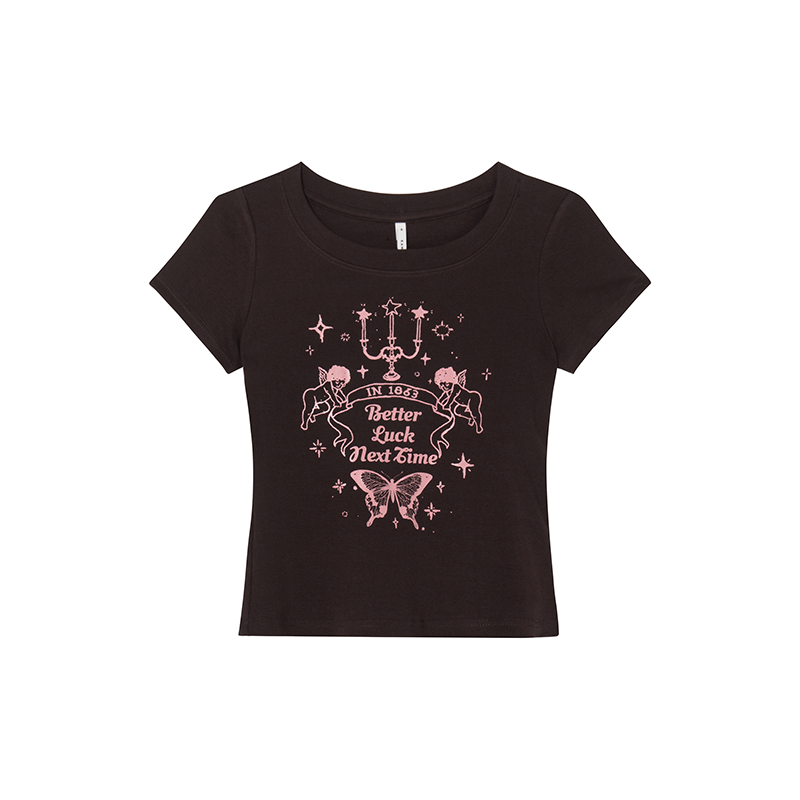 Retro Angel Print Slim Fit Short Sleeve T-Shirt for Women - Summer 2025 Style, Casual, Y2K, Trendy Top Retro Angel Print Slim Fit Short Sleeve T-Shirt for Women - Summer 2025 Style, Casual, Y2K, Trendy Top