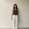 Retro Ankle-Length White Cow Print Capsule Pants - Mid-Low Waist Small Straight Fit, Hip-Enhancing Style, Soap-Scented Design