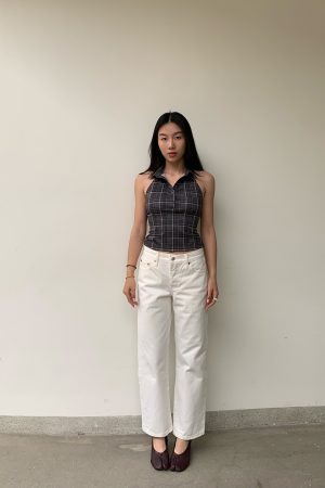 Retro Ankle-Length White Cow Print Capsule Pants - Mid-Low Waist Small Straight Fit, Hip-Enhancing Style, Soap-Scented Design