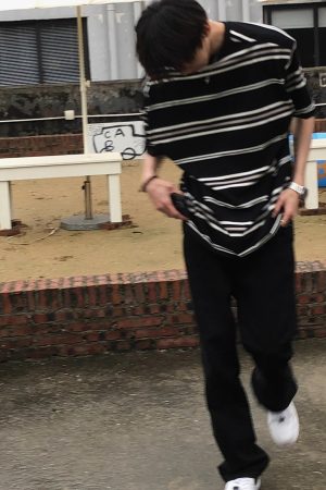 Retro Black and White Striped Short Sleeve Cotton T-Shirt for Men and Women - Oversized College Style Summer Top