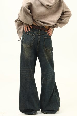 Retro Blue Loose Straight-Leg Jeans for Men and Women - Versatile American-Style Wide-Leg Casual Pants