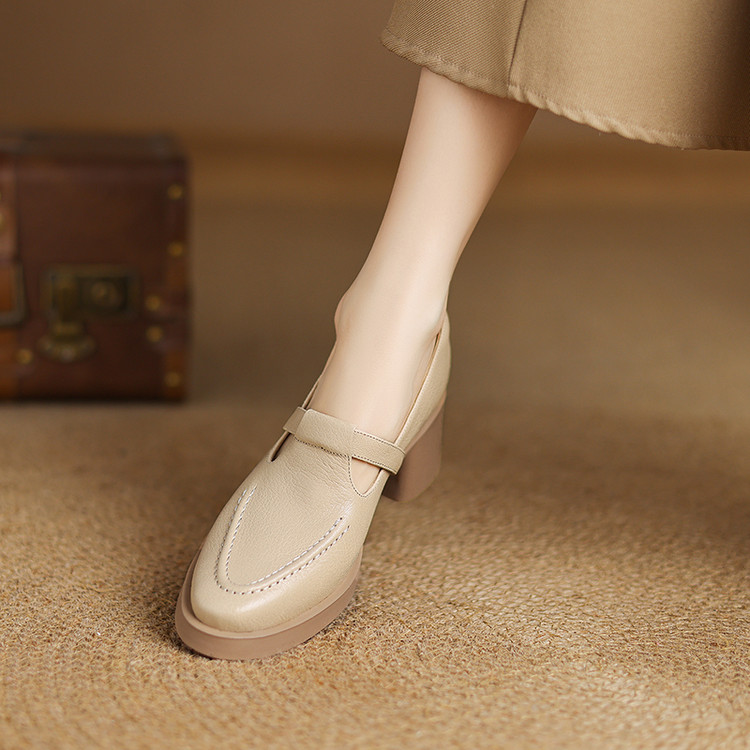 Retro British Style Thick-Soled Mary Jane Loafers for Women - Versatile Casual Leather Shoes with Italian Flair Retro British Style Thick-Soled Mary Jane Loafers for Women - Versatile Casual Leather Shoes with Italian Flair