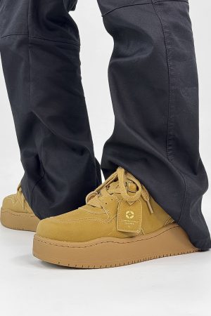 Retro Brown Board Shoes for Men and Women, Thick-Soled Height-Increasing Wheat Casual Sneakers, American-Style Sporty Footwear