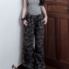 Retro Camouflage Wide-Leg Work Pants for Women - Loose-Fitting Slimming Hip-Hop Casual Floor-Length Trousers