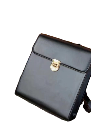 Retro Casual Black Leather Backpack for Women - Minimalist Travel Commuter Bag with Artistic Design