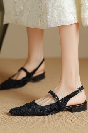 Retro Chinese Style Pointed Backless Flat Sandals for Women - Vintage Corso Venezia Inspired Footwear