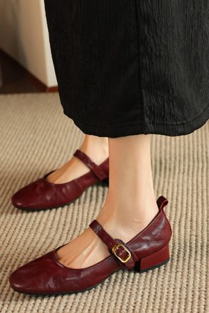 Retro Chunky Heel Mid-Heel Mary Jane Shoes for Women â€“ 2025 Spring/Summer Soft Sole Round Toe Lambskin Footwear