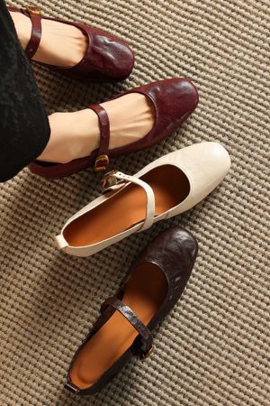 Retro Chunky Heel Mid-Heel Mary Jane Shoes for Women â€“ 2025 Spring/Summer Soft Sole Round Toe Lambskin Footwear