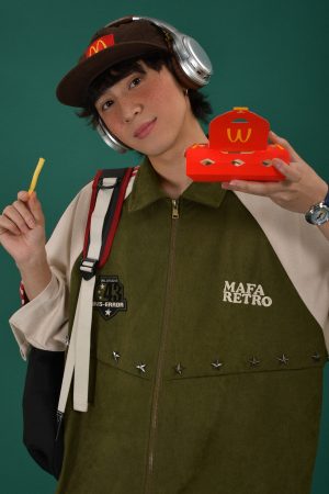 Retro Color Block Embroidered Short Sleeve Shirt - Suede Velvet Summer Loose Fit with Double Stripe - Trendy 90s Style