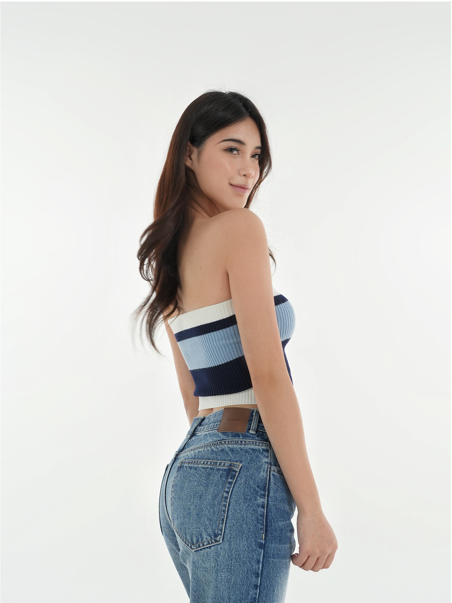 Retro Color-Block Striped Fitted Knitted Tube Top - Vintage 90s Style Retro Color-Block Striped Fitted Knitted Tube Top - Vintage 90s Style