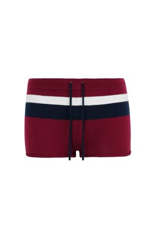 Retro Color-Blocked Wide Stripe Knitted Shorts - Y2K-Inspired Summer Fashion