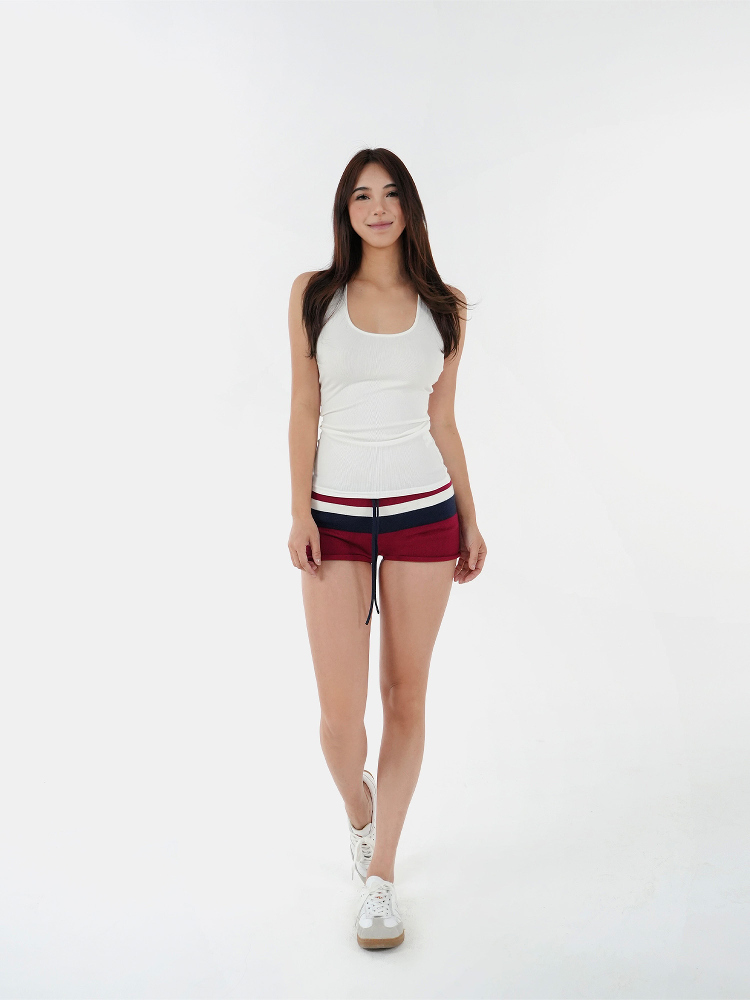 Retro Color-Blocked Wide Stripe Knitted Shorts - Y2K-Inspired Summer Fashion Retro Color-Blocked Wide Stripe Knitted Shorts - Y2K-Inspired Summer Fashion
