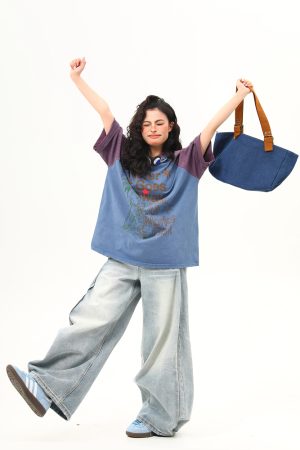 Retro Color-Blocking Letter Short-Sleeve T-Shirt for Women - Casual Summer Loose Fit Tee, Perfect for Y2K & 90s Style