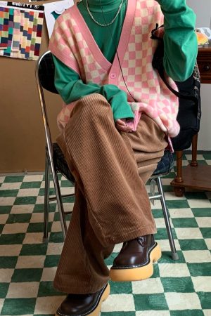 Retro Corduroy Casual Pants for Couples - Japanese Streetwear Loose Wide-Leg Design - Hong Kong Style Fashion