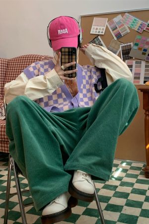 Retro Corduroy Casual Pants for Couples - Japanese Streetwear Loose Wide-Leg Design - Hong Kong Style Fashion