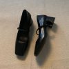 Retro Cowhide High-Heeled Mary Jane Shoes with Square Toe and Single Strap - French Style Chunky Heel Commuter Flats