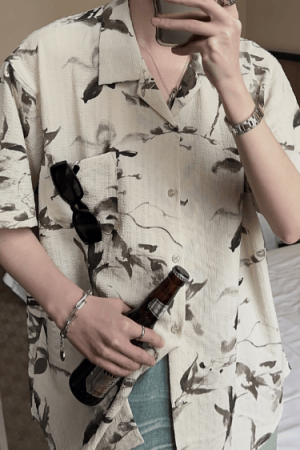 Retro Cuban Collar Floral Short-Sleeve Shirt for Men and Women - Vintage Loose Beach Style, Lightweight Summer Trend