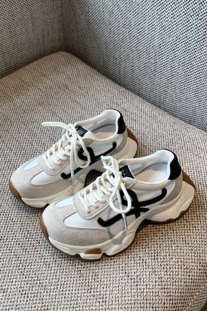 Retro Dad Shoes for Women - 2025 New Style Genuine Leather, Breathable Thick-Soled, Height-Increasing Casual Sports Shoes