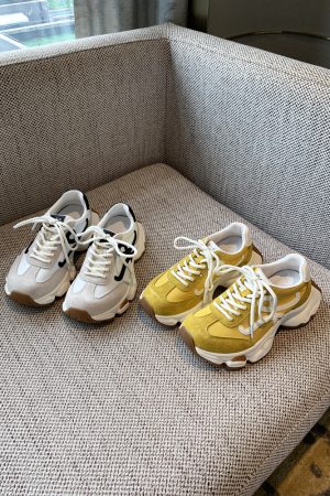 Retro Dad Shoes for Women - 2025 New Style Genuine Leather, Breathable Thick-Soled, Height-Increasing Casual Sports Shoes