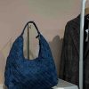 Retro Denim Blue Woven Tote Bag - Large Capacity Underarm Shoulder Handbag for Casual Everyday Use
