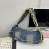Retro Denim Shoulder Bag - Lazy Style Round Tube, Washed Frayed Tassel, Large Capacity Crossbody Canvas Bag for Commuting