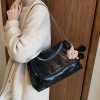 Retro Diamond Quilted Chain Shoulder Bag - Large Oil Wax Leather Handbag for Women, Trendy 2025 Casual Commuter Tote