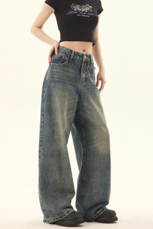 Retro Distressed Loose Straight-Leg Jeans for Men and Women - Casual Summer Wide-Leg Pants in Vintage American Style