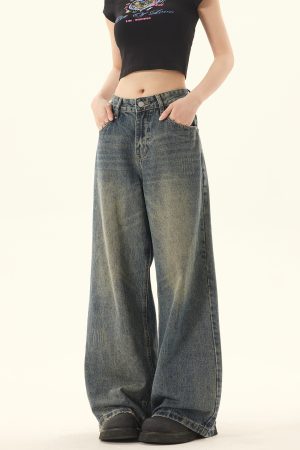 Retro Distressed Loose Straight-Leg Jeans for Men and Women - Casual Summer Wide-Leg Pants in Vintage American Style