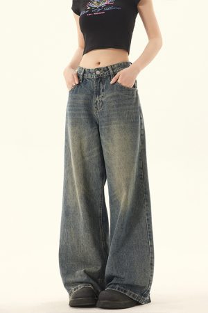 Retro Distressed Loose Straight-Leg Jeans for Men and Women - Casual Summer Wide-Leg Pants in Vintage American Style