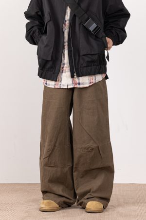 Retro Draped Casual Pants for Men - Stylish Wide-Leg Trousers, Loose Fit Workwear, High-End Fashion