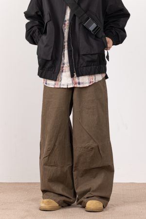 Retro Draped Casual Pants for Men - Stylish Wide-Leg Trousers, Loose Fit Workwear, High-End Fashion
