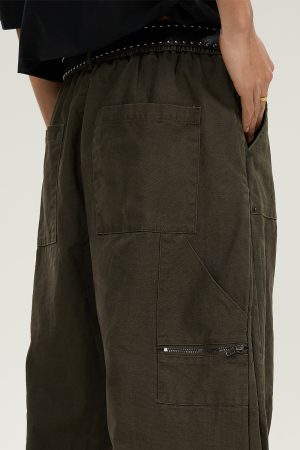 Retro Draped Loose-Fit Spring Spliced Casual Pants for Men - Foldable Straight-Leg American Style Workwear