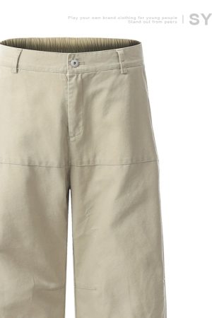 Retro Draped Loose-Fit Spring Spliced Casual Pants for Men - Foldable Straight-Leg American Style Workwear